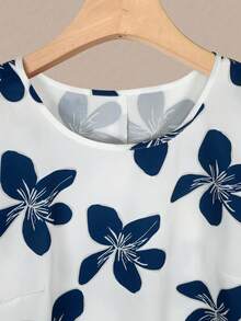 SHEIN LUNE CURVE Conjunto de 2 piezas de mujer talla grande de verano, casual y diario, con parte superior de manga corta con cuello redondo estampada y pantalones de cintura elástica - Multicolor - Ver 5