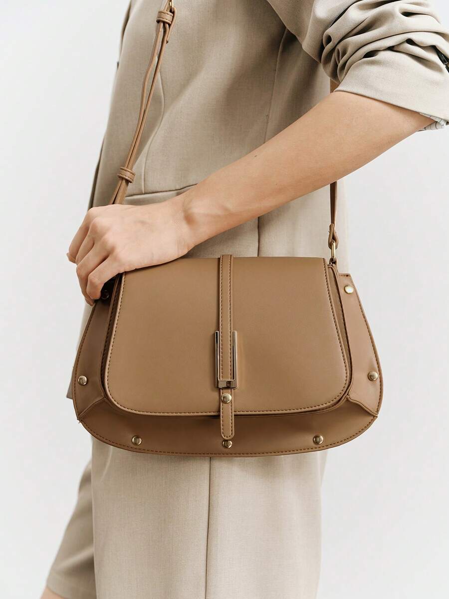 SHECARRY Women's Fashion Versatile Commuter Minimalist Crossbody Bag - Apricot - View 1