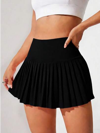 Falda de tenis, falda pantalón de golf plisada, cintura alta con short interior, cintura ancha, falda pantalón informal forrada para deportes, , pickleball, falda deportiva