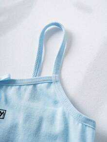 MONOPOLY X SHEIN Young Girl Cartoon Print Camisole & Panty Set - Baby Blue - View 5