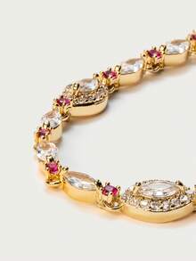 Glisma Vòng tay dây chuyền nữ, Cao cấp/Cổ điển/Sang trọng, Mạ vàng 18K, Quyến rũ/Cổ điển, Dành cho Mẹ/Phụ nữ/Cô gái/Mẹ, Mùa hè/Đi biển/Dạ hội/Tiệc tùng, Nhiều lớp/Đá quý/Hạt cườm/Pha lê - Vàng - Xem 4