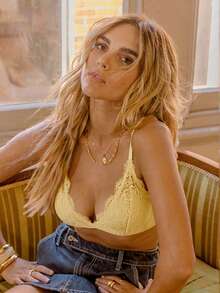 Aralina 女士花卉蕾丝性感内衣，四季皆宜 - 黃色 - 查看 3