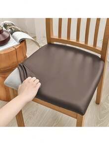 1 件浅灰色 PU 双弹力靠垫套，带舌带，现代简约设计，弹力防水防尘椅套保护套，适用于客厅、餐厅、厨房椅子办公椅椅垫座垫办公室装饰房间装饰 - 彩色 - 查看 12