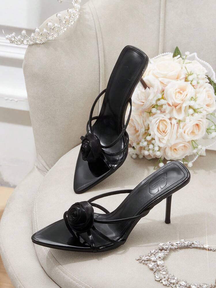 CUCCOO HITCHD Women Shoes Women Pointed Decal Design Everyday Versatile Stiletto High Heel Sandals Wedding Shoes Spring Shoes Bride Shoes