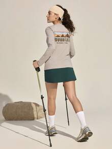 SHEIN In My Nature Women's Round Neck Letter Print Casual Versatile Daily Outdoor Long Sleeve T-Shirt - Light Grey - View 7