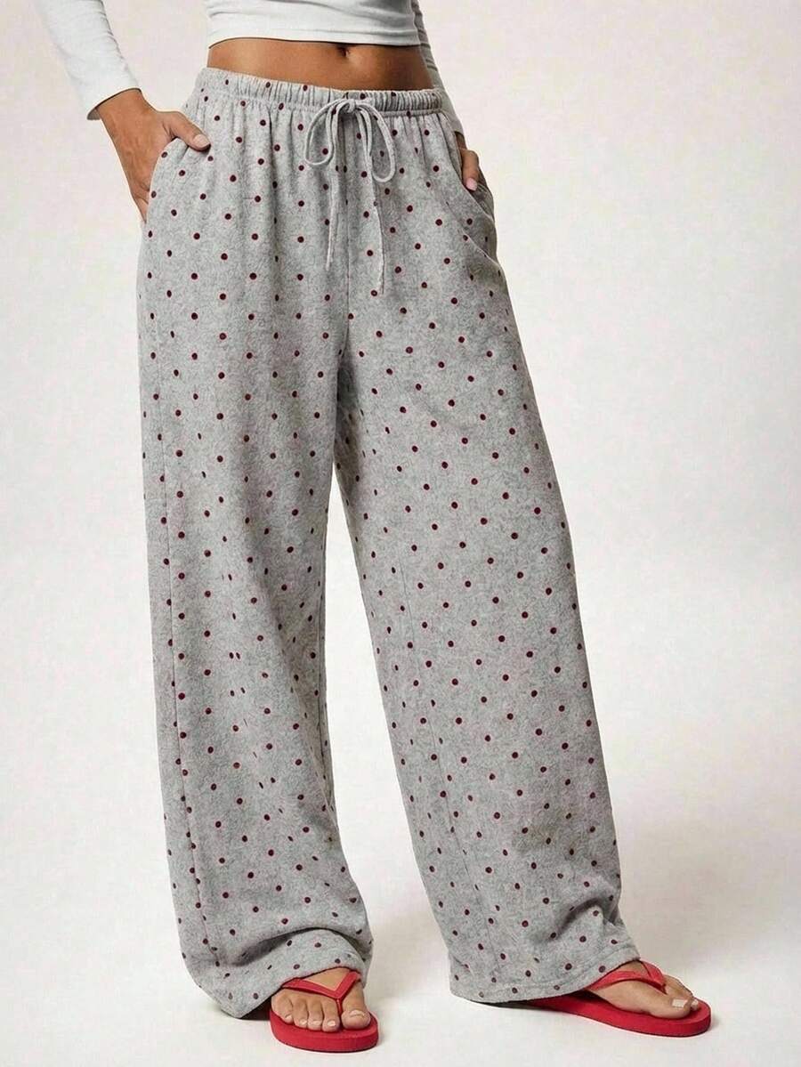 Avantive 条纹灰色休闲居家舒适裤 夏季春假情人节狂欢女士服装沙滩休闲裤 - 灰色 - 查看 1