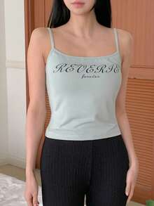 DAZY Áo tank top không tay ôm sát dành cho nữ, có đệm ngực, thích hợp cho mùa hè. - trắng - Xem 7