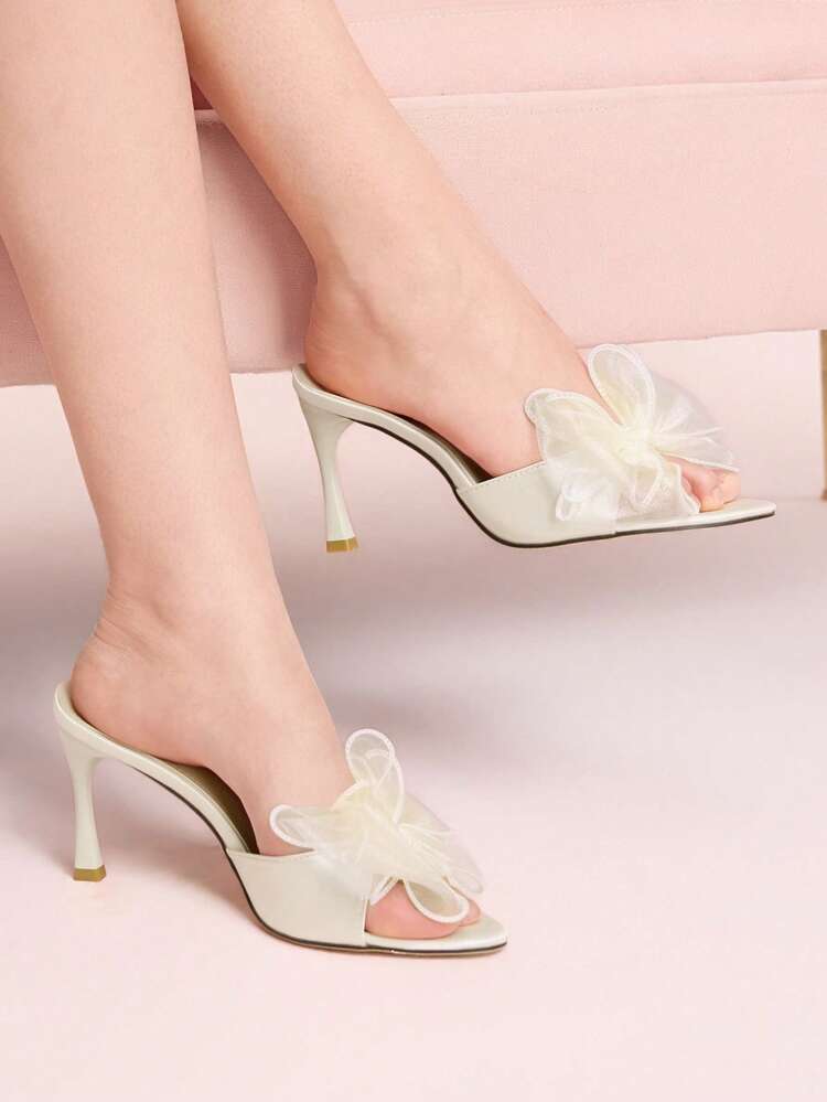 CUCCOO DOLLMOD Women Fashion Elegant Party Bows Heeled Sandals Spring Shoes