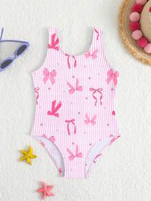 女童连体泳衣，UPF 50+ 防晒，速干泳装，4-7岁 - 彩色 - 查看 3