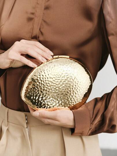 SHECARRY Bolso de embrague metálico de mujer de moda y sencillo, bolso de hombro, bolso de novia, perfecto para fiesta, boda, baile de graduación, cena/banquete, a juego con vestido de novia, vestidos de gala, vestido de baile de graduación, vestido de cumpleaños, vestido de fiesta, San Valentín