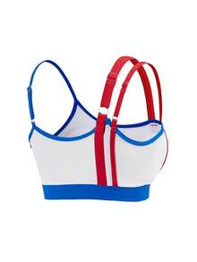 Cheerettes Women's Cheerleading Contrast Color Sports Bra  Color Block Sports Bra Cute Sports Bras Swim Top Cheerleader Top  All Seasons Summer Spring Fall Winter - Red and White - View 6