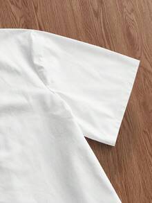 Manfinity RebelGame Plus Size Men's Letter Print Round Neck Short Sleeve Casual T-Shirt - White - View 4