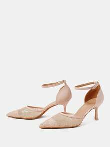 CUCCOO HITCHD 新款粉色尖头细跟镂空网面时尚优雅女式高跟鞋 - 粉色 - 查看 9