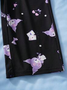 HELLO KITTY AND FRIENDS | SHEIN 女童可爱卡通字母图案短袖T恤长裤睡衣套装，春夏秋季 - 淡紫色 - 查看 11