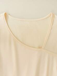 GlowEve 女士纯色杏色拼接花卉图案二合一收腰A字休闲优雅迷人日常音乐节海滩通勤性感时尚约会法式街头复古百搭春夏杏色多色新款短袖中长连衣裙 - 彩色 - 查看 6