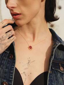 Glisma Dây chuyền mặt dây cho nữ, Cao cấp/Cổ điển/Sang trọng, Mạ vàng 18K, Quyến rũ/Cổ điển, Dành cho Mẹ/Phụ nữ/Cô gái/Mẹ, Mùa hè/Đi biển/Dạ hội/Tiệc tùng, Nhiều lớp/Đá quý/Hạt cườm/Pha lê, Mặt dây chuyền/Dày dặn - Vàng - Xem 3