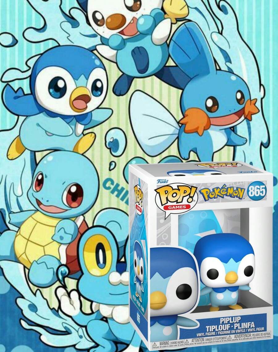 Figura de vinilo coleccionable Funko Pop Games de Pokémon Piplup #865, diseño adorable de pingüino, figura decorativa de 3.75 pulgadas en caja con ventana, regalo para coleccionistas y fans - 1PC - Ver 1
