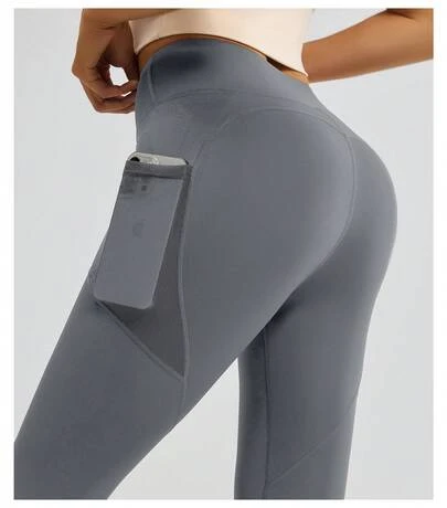 Leggings deportivos para mujer de cintura alta, cómodos, con bolsillo para celular