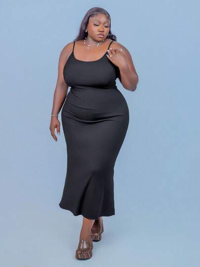 CurvyTilda Talla grande Vestido de tirantes unicolor