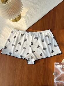 1 pieza Calzoncillos tipo bóxer cómodos para mujer con diseño de mariposa, azul claro - Multicolor - Ver 6