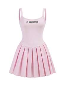 Cheerettes Women's Letter Print Camisole Sporty Casual Dress - Pink - View 5