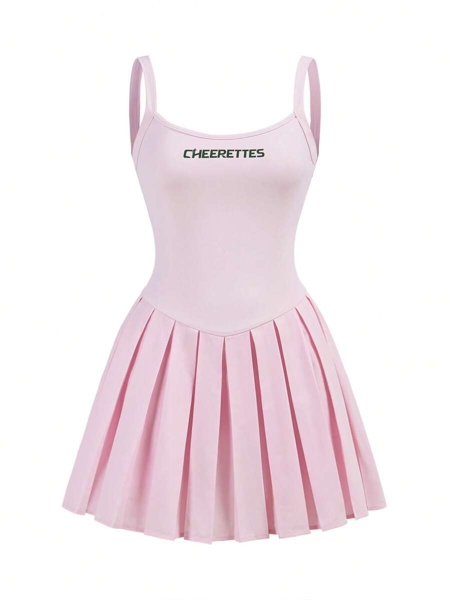 Cheerettes 女士字母印花吊带运动休闲连衣裙 - 粉色 - 查看 1