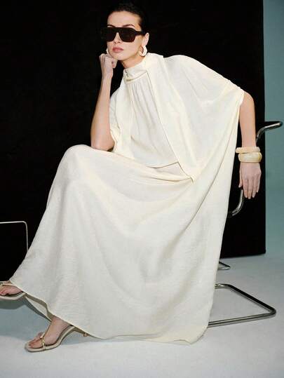 Lumivelle Women's Fashion Elegant Ribbon Loose Casual Long Dress For Vacation