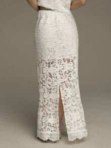 COSMINA Women's Elegant Lace Embroidered A-Line Skirt, Suitable For Commuting, Office, Outings, Vacations, Valentine's Day, Dates, Wedding Guests, Spring - White - View 7