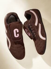 CUCCOO EASI Women's Fashionable Versatile Casual Lace-Up Sneakers - Coffee Brown - View 4