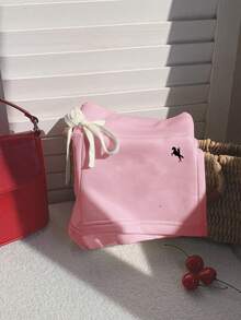 Comfortcana Casual Minimalist Pink Horse Pattern Drawstring Waist Fitted Shorts Spring - Baby Pink - View 4