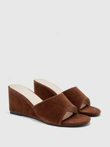 CUCCOO BIZCHIC Women's Rhinestone Embellished Casual Platform Slide Sandals - Brown - View 1