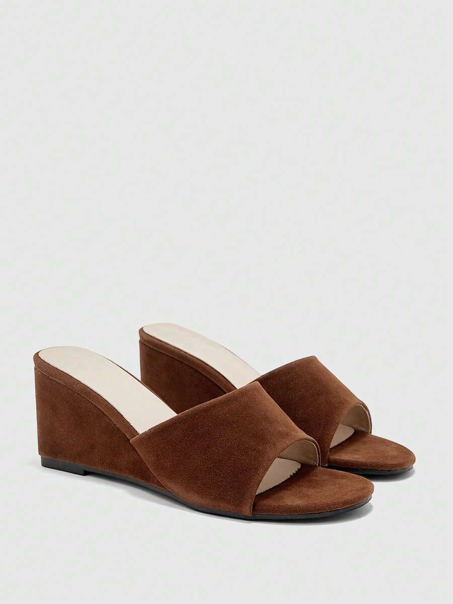 CUCCOO BIZCHIC Women's Rhinestone Embellished Casual Platform Slide Sandals - Brown - View 1