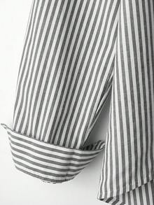 Franclia 女士条纹单排扣休闲百搭日常长袖衬衫 - 黑與白 - 查看 3