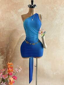 Soleia 女士渐变色优雅收腰迷你连衣裙，适合约会和派对，蓝色连衣裙，性感蓝色连衣裙，女士蓝色连衣裙，海岛度假装扮，音乐节装扮，邮轮度假装扮，休闲度假装扮，复古装扮，沙滩裙，派对装扮 - 藍色 - 查看 8