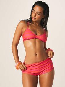 MISSGUIDED Bộ bikini tam giác kẻ sọc rực rỡ mùa hè với áo hai dây thiết kế chuyển màu và quần bikini cạp thấp gợi cảm, thích hợp cho đi biển. - Nhiều màu - Xem 4