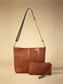 Travachic 2026夏季新款时尚手提包、单肩包、托特包、高品质通勤水桶包（女士款） - 棕色 - 查看 6