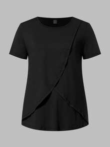 SHEIN Modmama Bộ 2 áo thun ngắn tay cho bà bầu mùa hè, kiểu dáng thường ngày, dành cho bà mẹ cho con bú. - Màu vàng - Xem 12