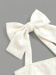 Girlism Tween Girls White Jacquard Halter Bow Elegant Dress - Apricot - View 5