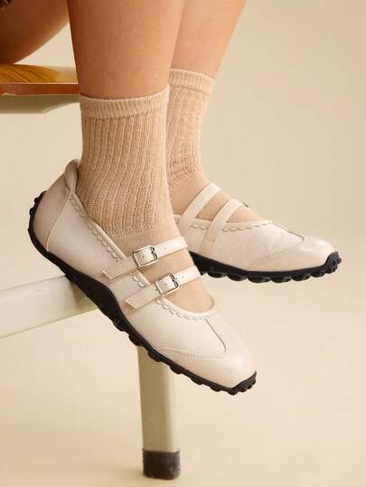 CUCCOO EASI Women's Versatile Minimalist Buckle Casual Flat Shoes