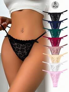 8pcs/Set Romantic & Sexy Lace Ladies Underwear G-String Lingerie - Multicolor - View 7