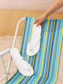 Swim Mod 女士輕便無後跟穿脫式鋸齒拖鞋，編織卡帶涼鞋 - 白色 - 查看 1