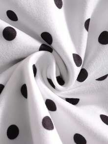 White With Black Polka Dots,Summer,Cute,School Halter Neck Cropped Top,Ruched Fitted Removable Bow Blouse For Tween Girls,Starfish Decor,Pearl Chain - White - View 8