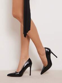 SHUZIA 女士优雅时尚性感尖头金色细高跟鞋 - 黑色 - 查看 2