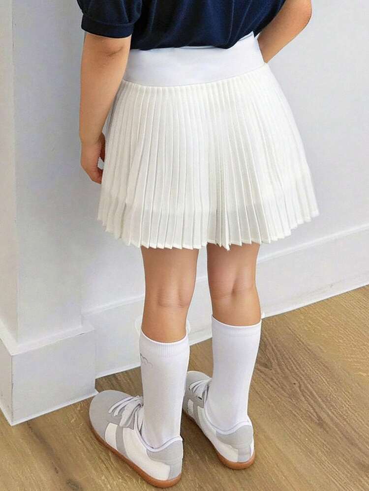Young Girl Solid Color Casual Sports Pleated Skirt Summer
