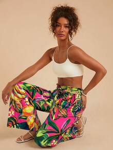 Travachic Woven Printed High Waist Loose Wide Leg Pants For Women - Multicolor - View 5