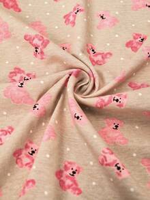 Loomlin Women 2 Pcs Button Front With BEAR&POLKA DOT Pattern Homewear Cute Pajama Set - Multicolor - View 6