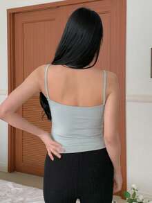 DAZY Áo tank top không tay ôm sát dành cho nữ, có đệm ngực, thích hợp cho mùa hè. - trắng - Xem 2