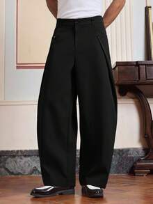 SWAVVY Men's Casual Fashionable Woven Long Pants With Unique Design - Black - View 7