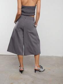 COUREZ PINSTRIPE LONGLINE SHORTS WITH PLEAT FRONT - Multicolor - View 3