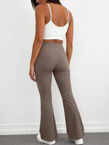 Gameset SHEIN Sport Women's Solid Color Casual Versatile Leggings, Suitable For Daily Wear And Sports - Khaki - View 3